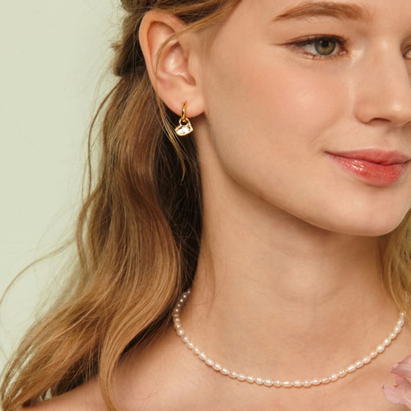 Murmur [925silver]Heart Craft Hoop Earring