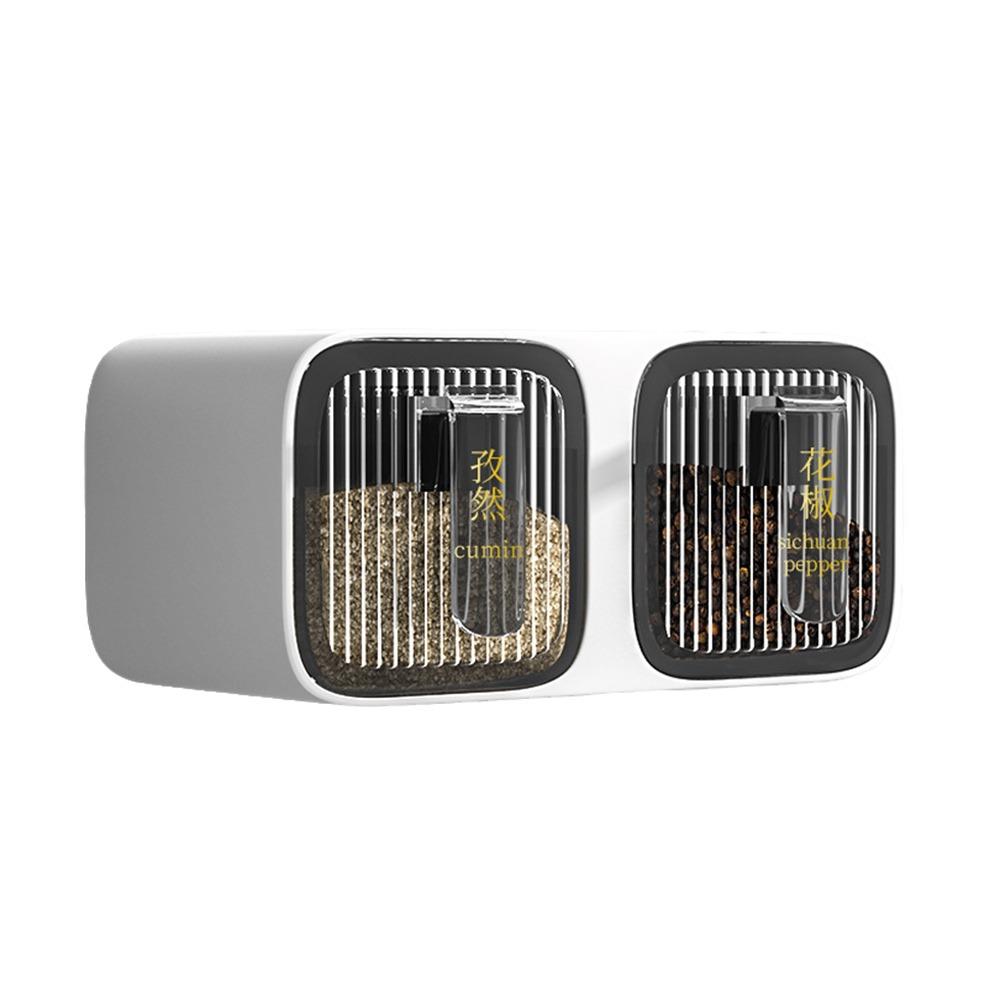 White Grey Seasoning Container 2/3 Grids Kitchen Storage  Kitchen Supplies