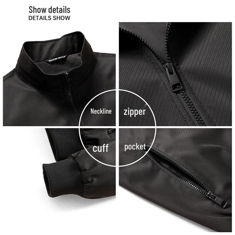 SEPTWOLVES Men's Autumn Herringbone Stand-Collar Jacket