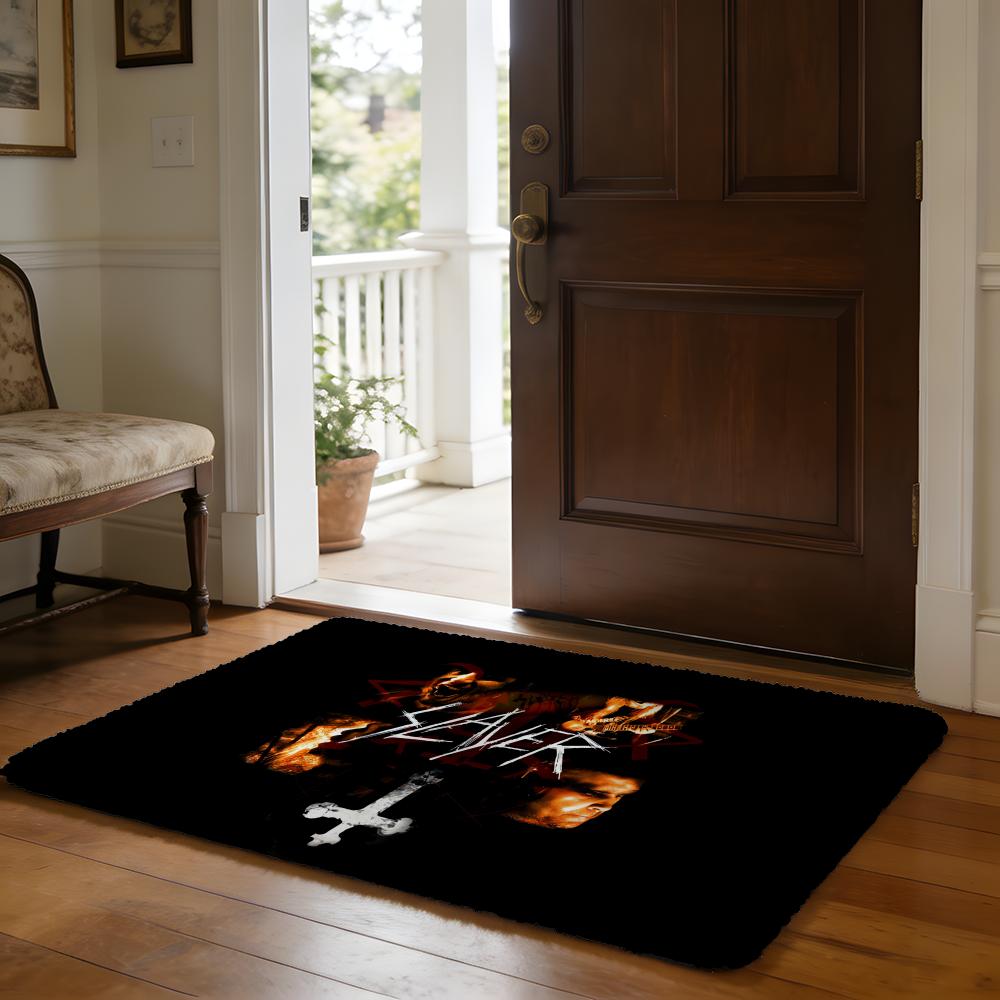 Rock Band SSlayer Floor Mat Soft Flannel Absorbent Mat Non-Slip Rug Home Bedroom Bathroom