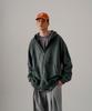 Ezkaton Heavy Loop Neck-Up Zip-Up Hoodie Deep Green Shot6743