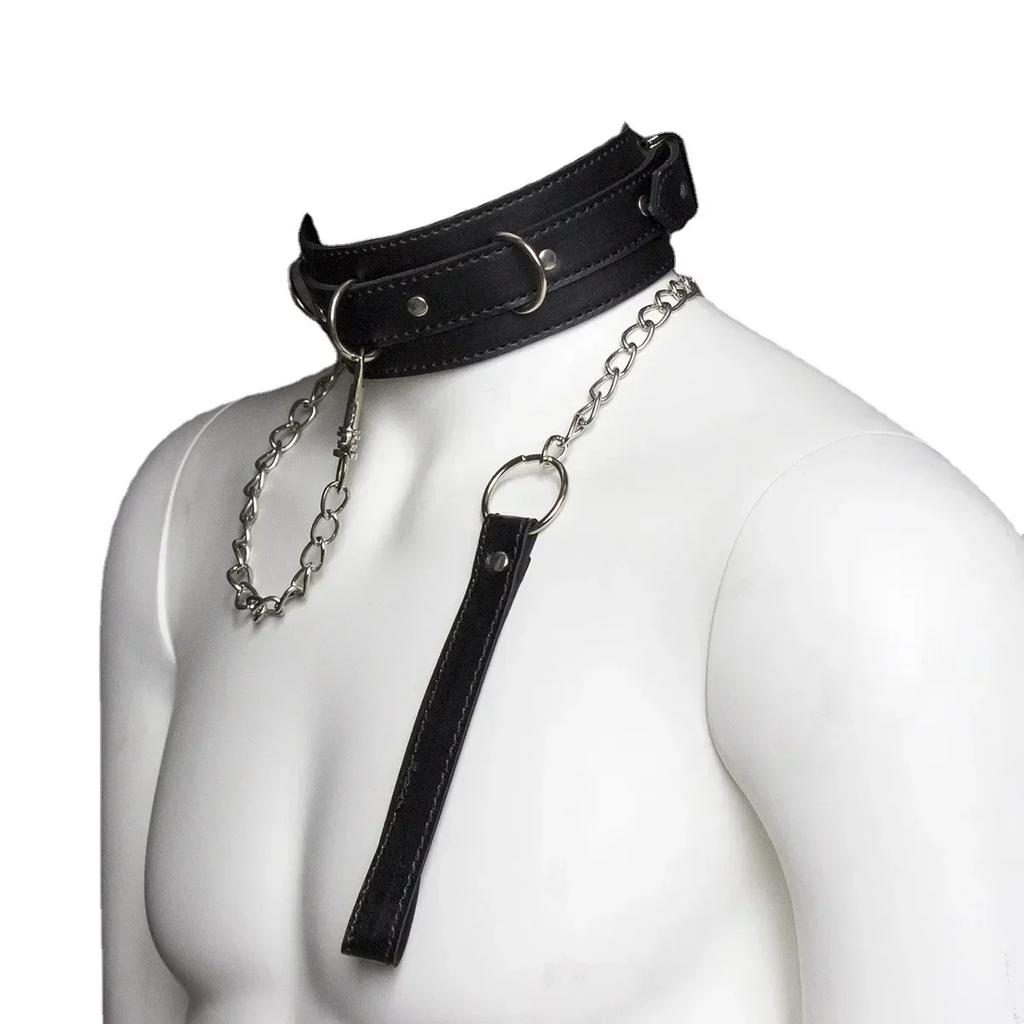 Fetish Erotic Toy Adult Game Sex Toy Sexy Female Erotic Black Leather Collar BDSM Restraint Belt Neck Set Slave