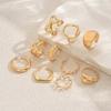 Wind Ladies Geometric Metal Ring Set Versatile Twisted Glossy Design Open Ring Premium Sense
