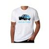 Men's Retro Escort Mk1 Distant T-Shirt - White with Blue Classic Car and Racing Car Livery Print, Retro Logo Design, Casual Crew Neck T-shirt for Car