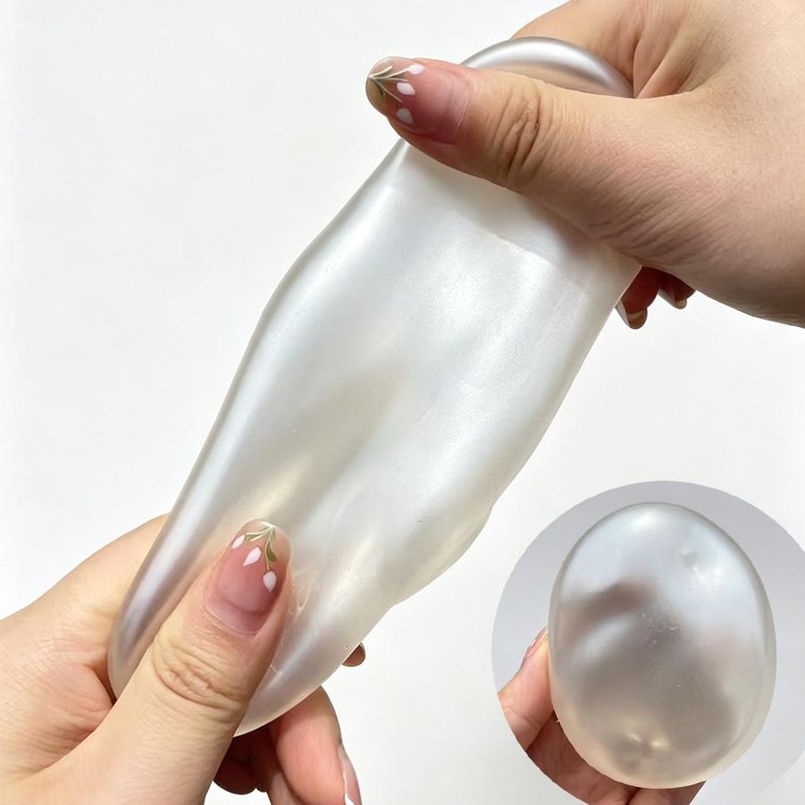 Soft Moldable Squishy White Pearl Squeeze Toy No Rebound Sticky Stress Relief Fidget Toys Creative Simulation Anti-anxiety Toys