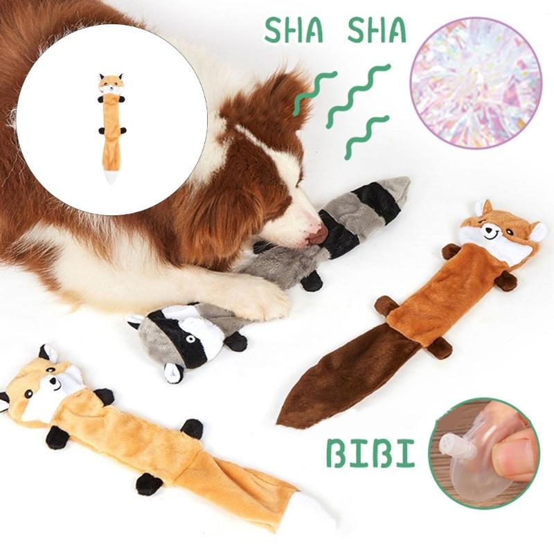 Squeaky Plush Dog Toy with Crinkle Paper Body, Soft Animal Shaped Pet Toy for Dog and Indoor Interactive Play, Mental Stimulation