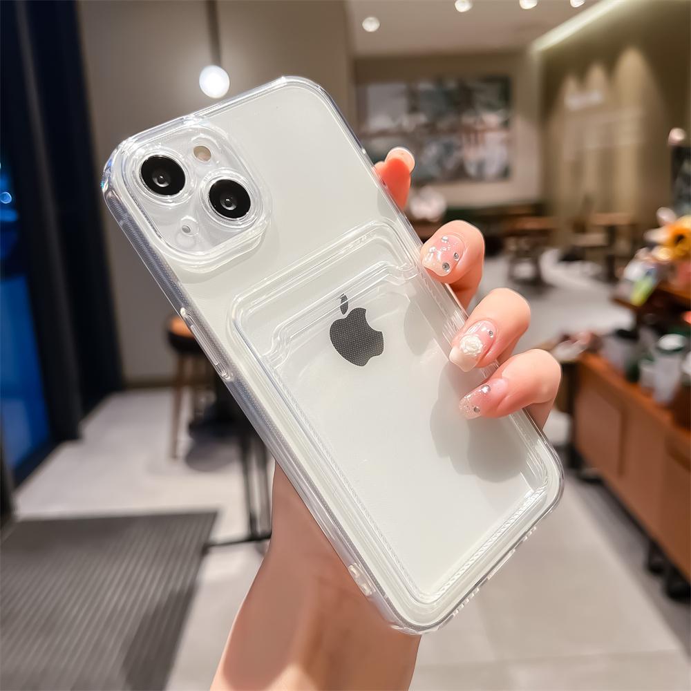 16 Pro Max Photo Pocket Shockproof Silicone Cover For For Iphone 11 12 13 14 15 Electroplated Transparent Card Holder Wallet Case