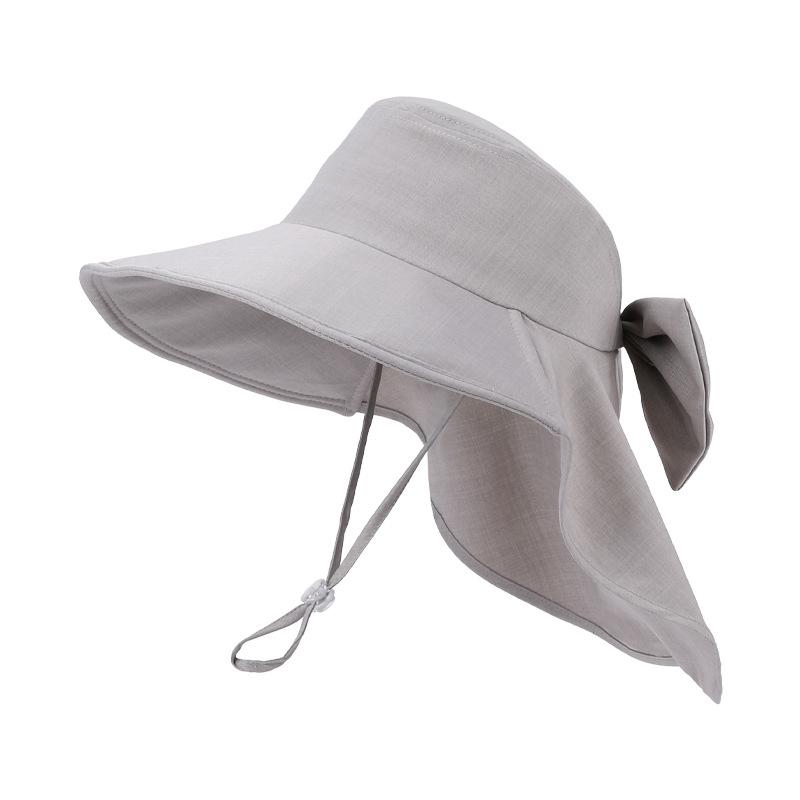 Summer Bow Shawl Bucket Hats For Women Outdoor Sun Protection Visor Korean Fashion Lady Fisherman Hat With Ponytail Cap Female