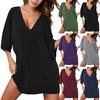 Dameslosse Casual V-hals Korte Mouwen T-shirt Jurk Off-shoulder Jurk