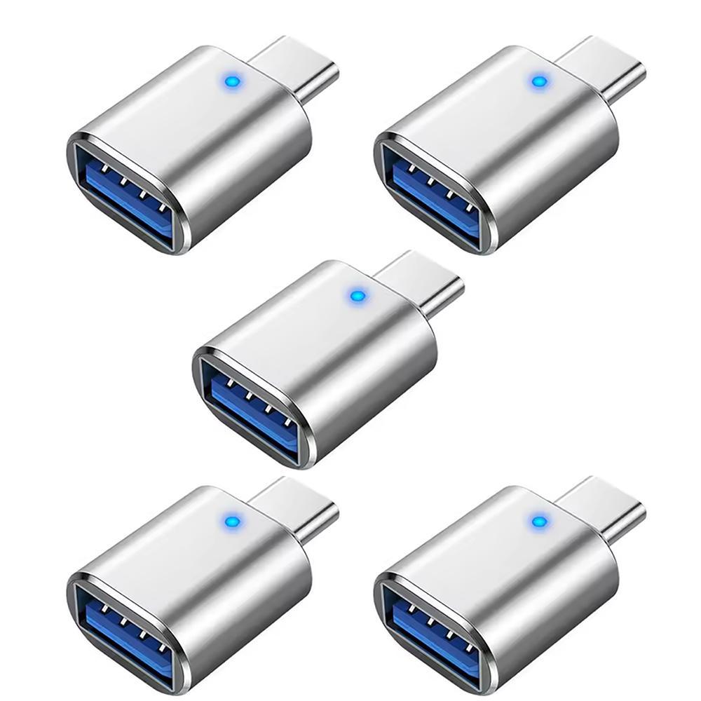 NNBILI 1-5pcs USB 3.0 To Type C Adapter LED OTG To USB C Male To USB A Female Connector For HUAWEI Samsung Xiaomi POCO Adapters 3