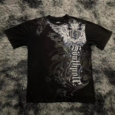 Y2K Gothic Style T-shirt Print Oversized T Shirt High Street Shirts Gothic Round Neck Cotton Tops New Mens Women T Shirt