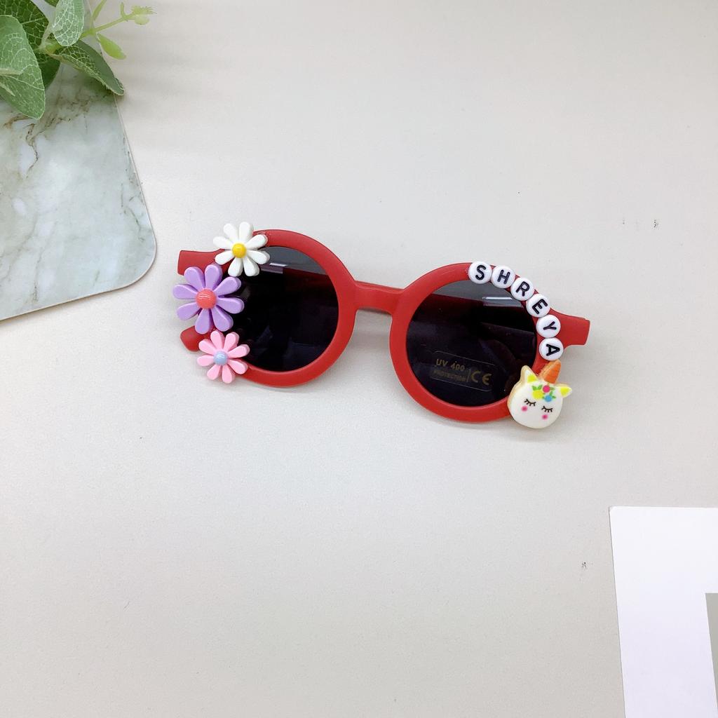 Children'S Sunglasses Travel Sunscreen Uv Protection Unicorn Flower Letter Baby Sunglasses Tide