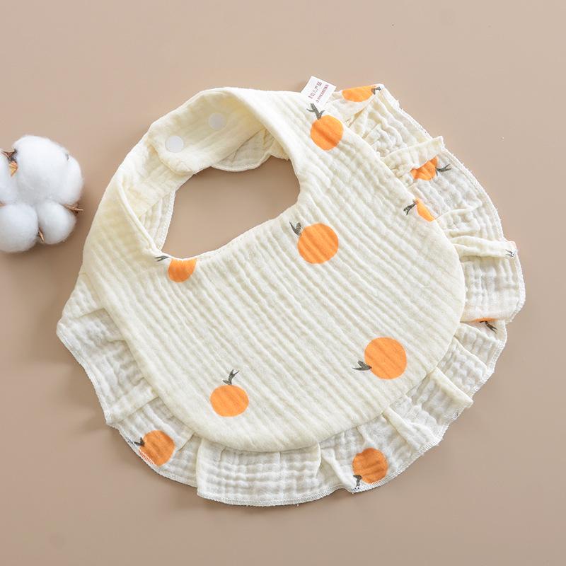 Korean Style Baby Bib: 6-Layer Pure Cotton Gauze with Lace, Cute, Soft & Absorbent