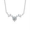 Korean Japanese Style Sterling Silver Elk Antler Necklace for Women - Simple, Sweet, and Fashionable Collarbone Chain Jewelry