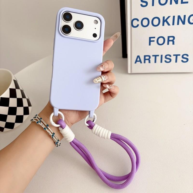 Lanyard Case For iPhone 17 Pro Max Air 11 12 13 14 15 16 Plus Candy Shockproof Wrist Strap Soft Silicone Anti-Loss Cover Funda
