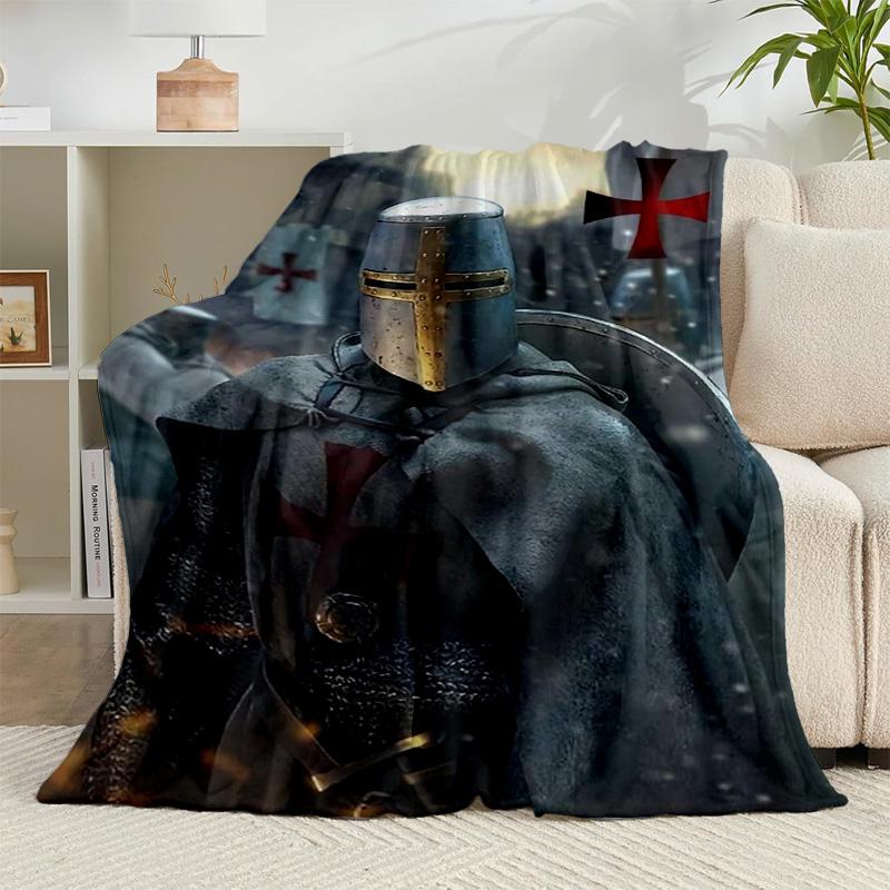 1PC Knightly Valor And Patriotism Flannel Blanket Gift, Suitable for Both Men And Women, Soft Ideal for Beds And Sofa, Birthday Or Christmas Gift