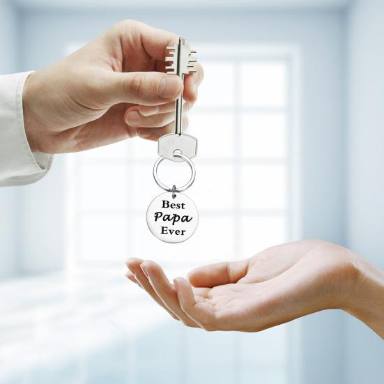 Stainless Steel Keychain Dad from Son Best Dad Ever Keychain Gift Double Sided Letter Print Keyring Valentine Day Heartwarming Gift