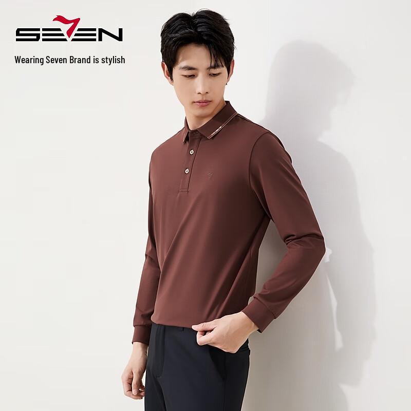SEVEN Men's Non-Deforming Collar Long Sleeve Polo Shirt
