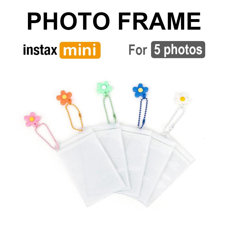 [Film Lab] [Set of 5pcs] Transparent Photo Case for Instax Mini Photo with Flower Clip CAC14