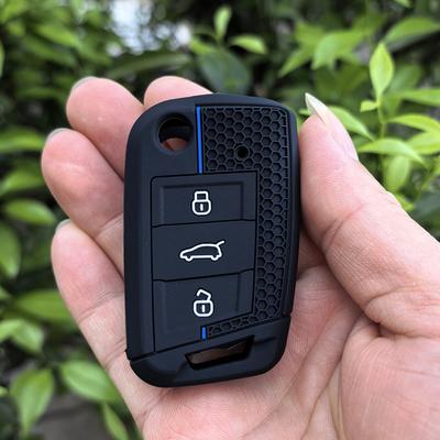 For Vw Golf 7 Gti Polo T-Cross T-Roc Touran Tiguan For Skoda Octavia Rapid Kodiaq Fabia Silicone Car Key Fob Case Cover Shell