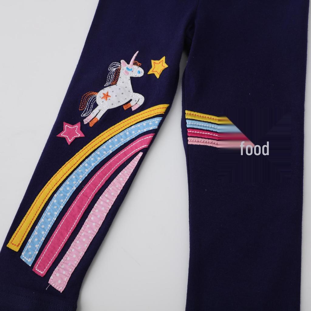 Unicorn Embroidered Girls' Leggings for Spring and Summer