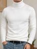 Suéter Clássico Masculino de Gola Alta com Mangas Longas - Pulôver com Malha Canelada Slim Fit para Camadas de Outono Inverno e Uso Diário.