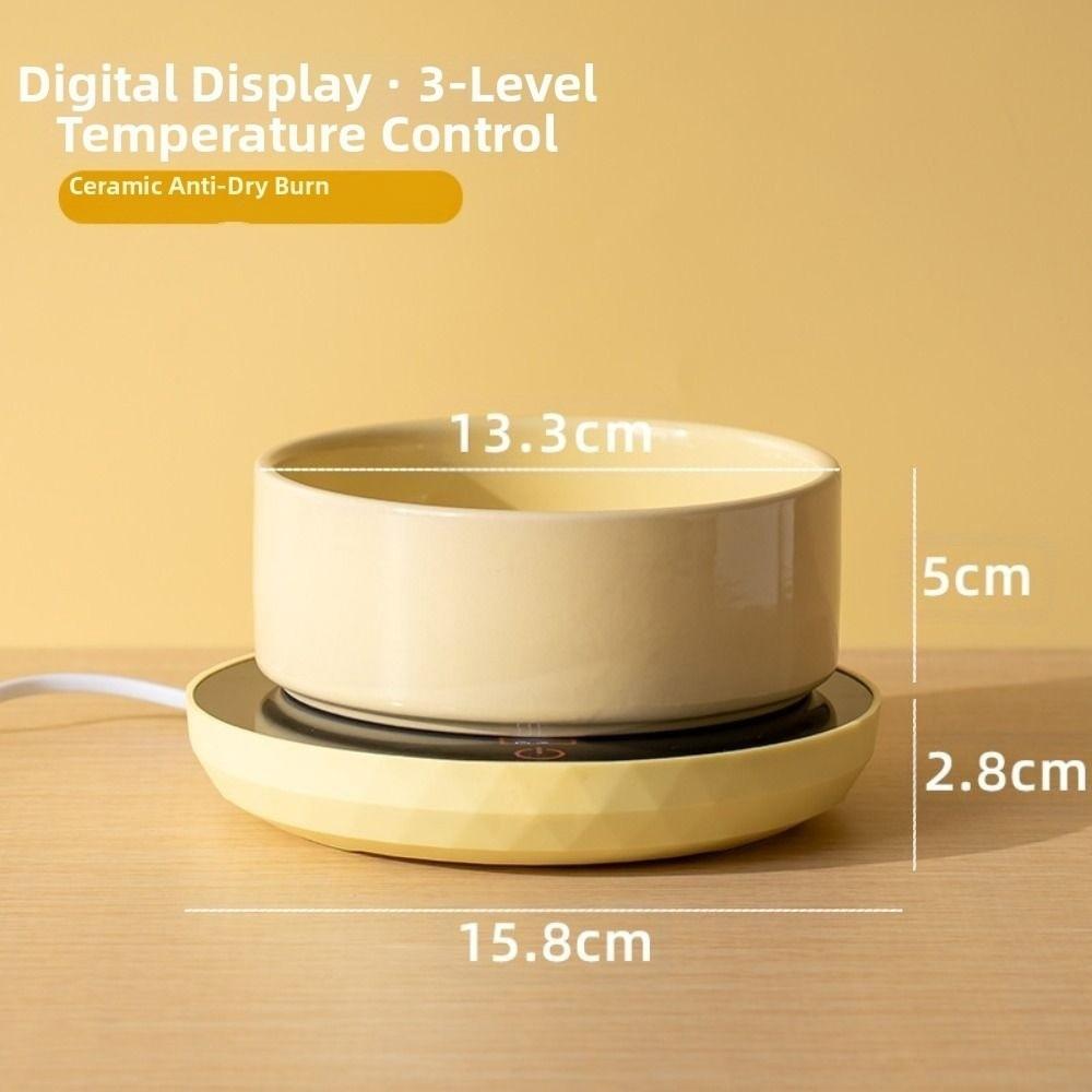 Ceramic Pet Heated Water Bowl Intelligent Temperature Adjustable Anti-dry Burning Self-Heating Water Bowl Non-slip Cartoon