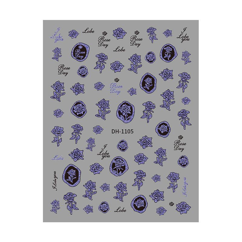 Redanco 3D Laser Red Rose & Dried Flower Nail Stickers (DH1105)