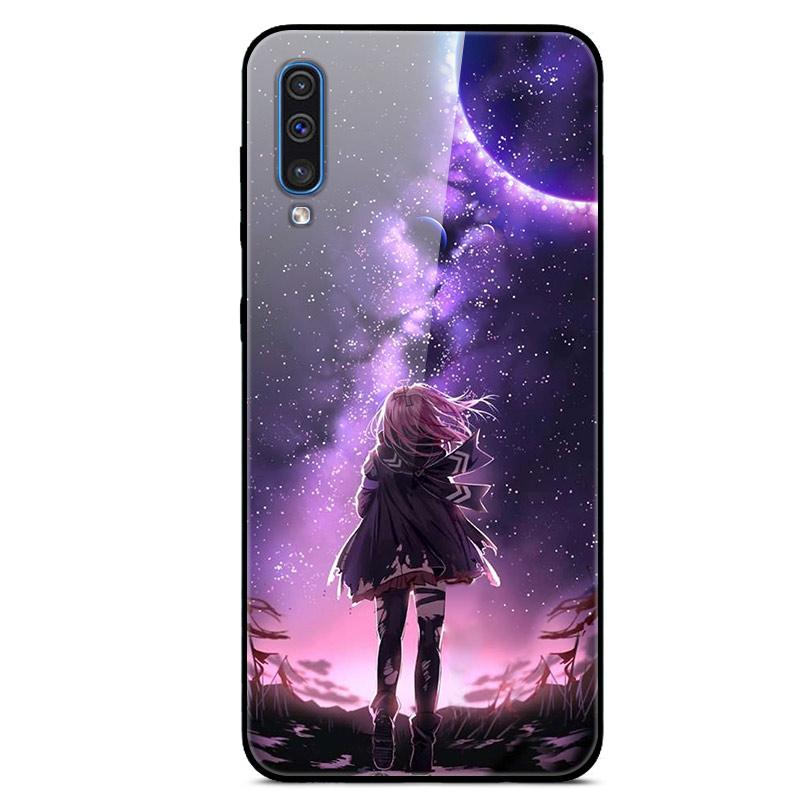 For Samsung A50 Case A51 Tempered Glass Planet Space Cover Glass Back Case for Samsung Galaxy A50S A51 A50 A 50 Fundas Coque