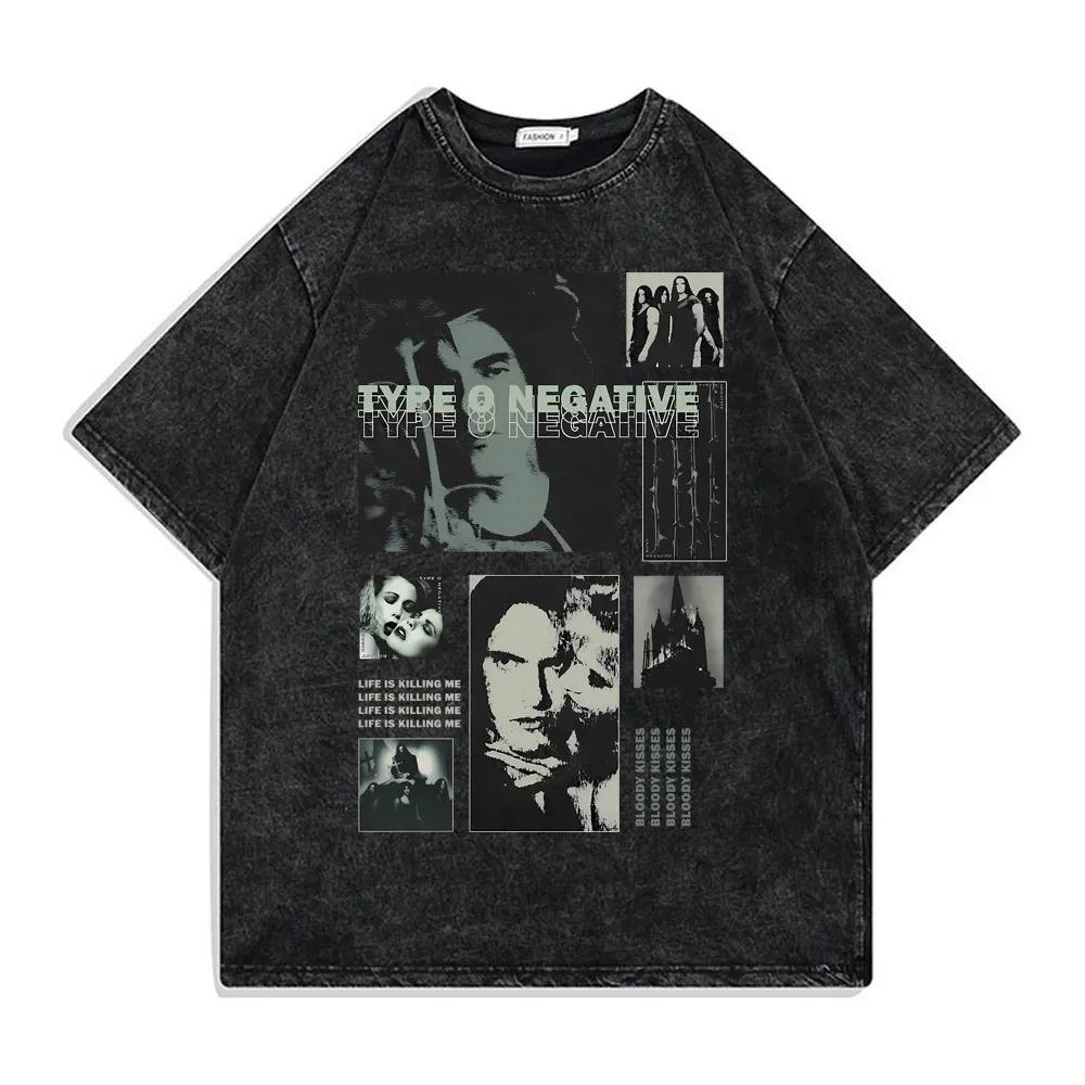 2026 Washed Vintage Type O Negative Who Will Save The Sane Tshirt Men Women Rock Metal Gothic T-shirt Man Oversized Cotton T Shirts