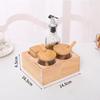 Tabletop Condiment and Seasoning Set with Solid Wood Base