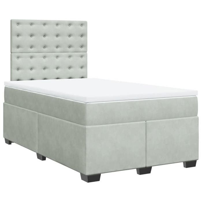 VidaXL Slatted Bed Base and Mattress Light Grey 120x200cm Velvet, Bed, Platform Bed, Panel Bed, Furniture of 3293194