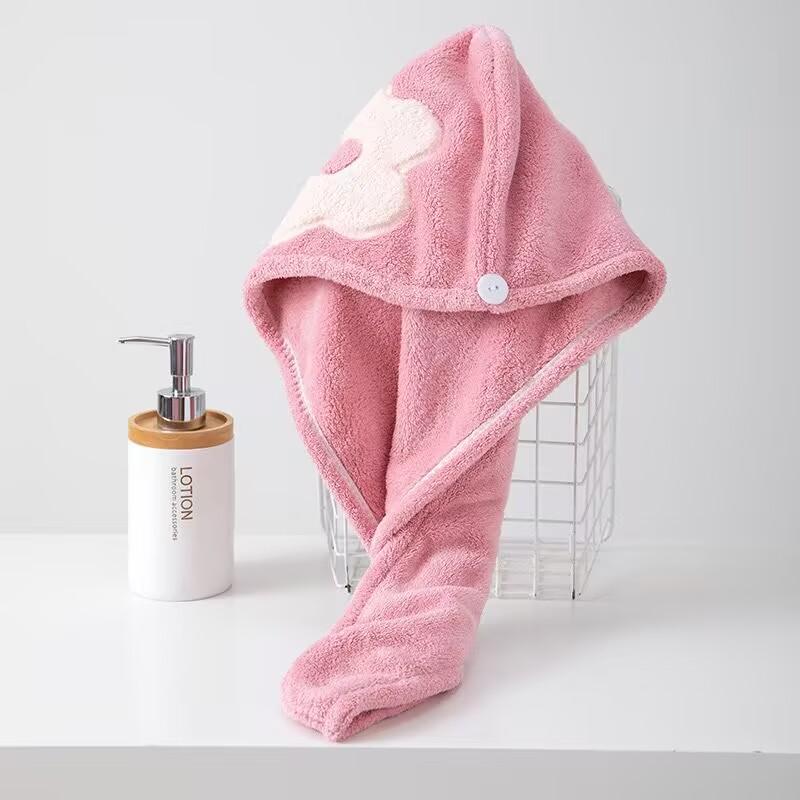 Magic Microfiber Shower Cap Embroidery Towel Bath Hats Dry Hair Cap Quick Drying Soft for Lady Turban Head