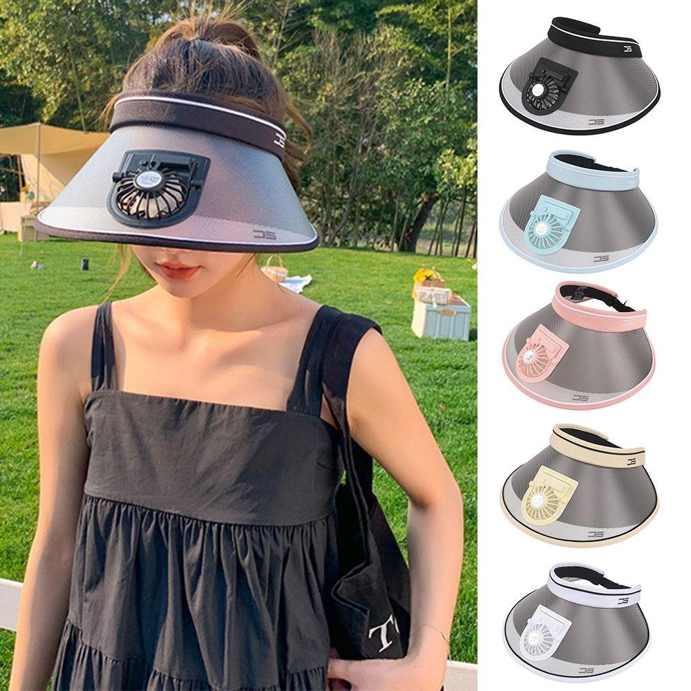 UV Protection Sun Visor Hat Empty Roof Peaked Cap New Cooling Fan Hat  Men Women
