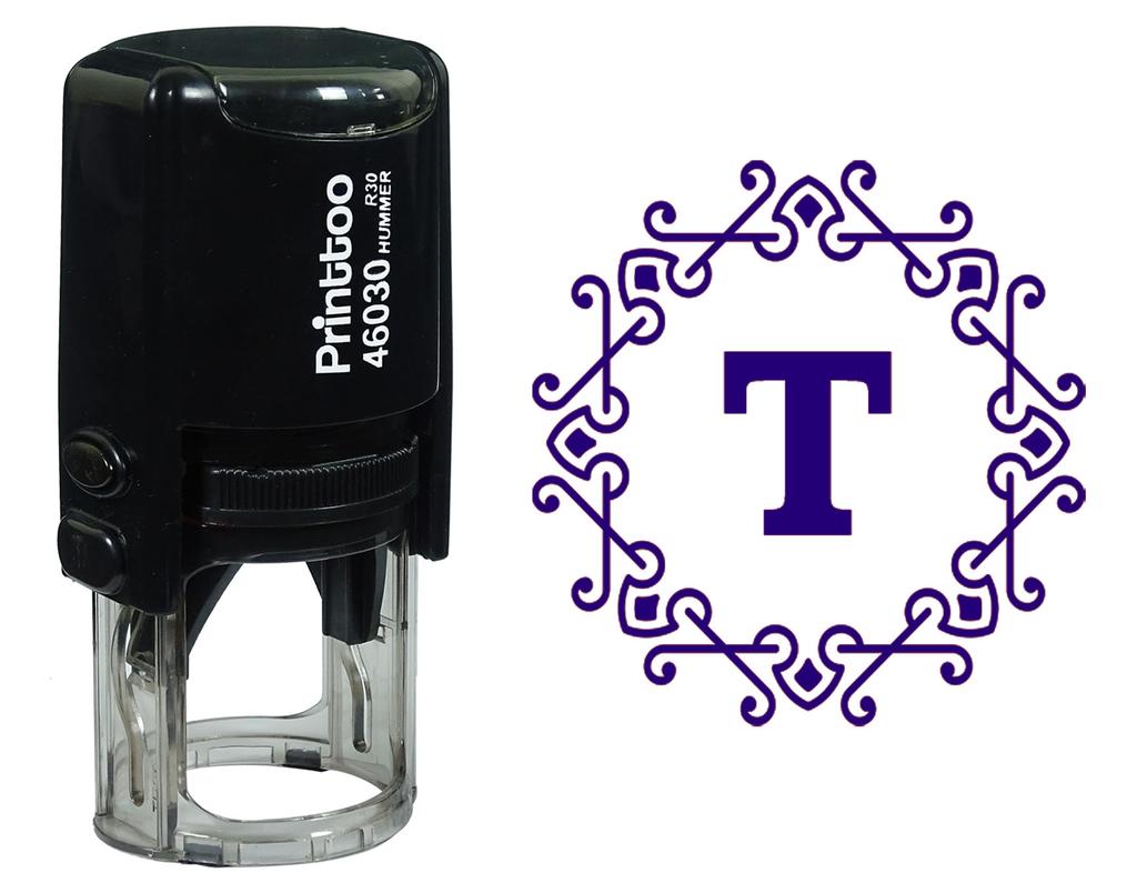 Printtoo Alphabet T Monogram Octagon Celtic Swirl Frame Self Inking Rubber Stamp Office