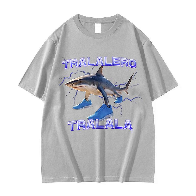 Funny Running Tralalero Tralala Shark Meme T Shirts Men Women Summer ONeck Fashion Retro Cotton Short Sleeve Tshirt Streetwear