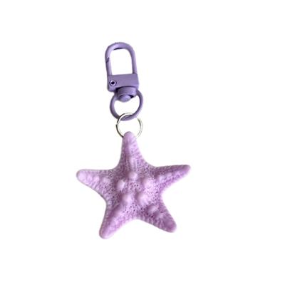 Colorful Starfish Keyring Sea Star Shaped Keychain Handmade Pentagrams Pendant Key Chain Handmade Bag Accessories