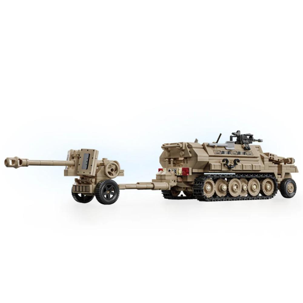 Weltkrieg 2 WW2 Armee Militär Soldaten SWAT Halbkettenfahrzeug Panzerfahrzeug Anhänger Bausteine Ziegel Kinderspielzeug zusammenbauen