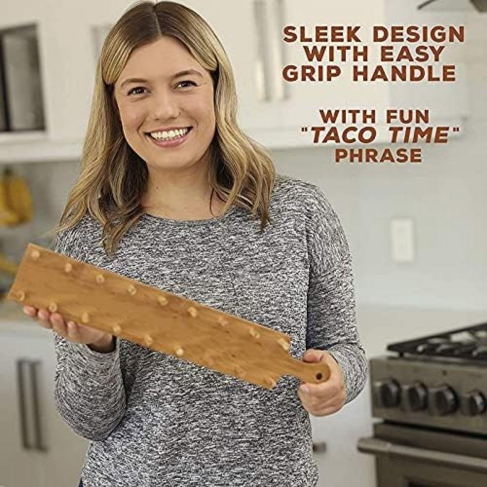 Handle Taco Plates Rack Eco Friendly Taco Tray Organizer Vintage Wood Taco Holder  Party