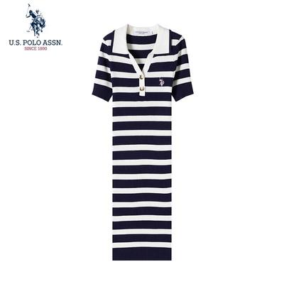 Women's Striped Knit Polo Dress