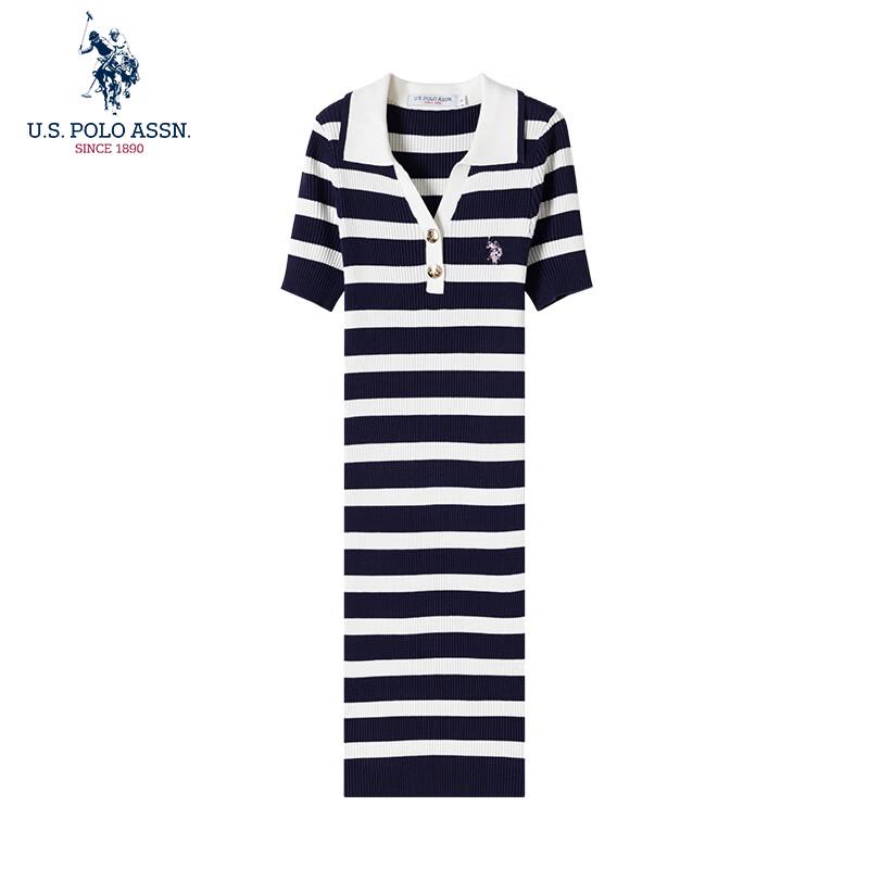 

U.S. POLO ASSN. Women s Striped Knit Polo Dress M