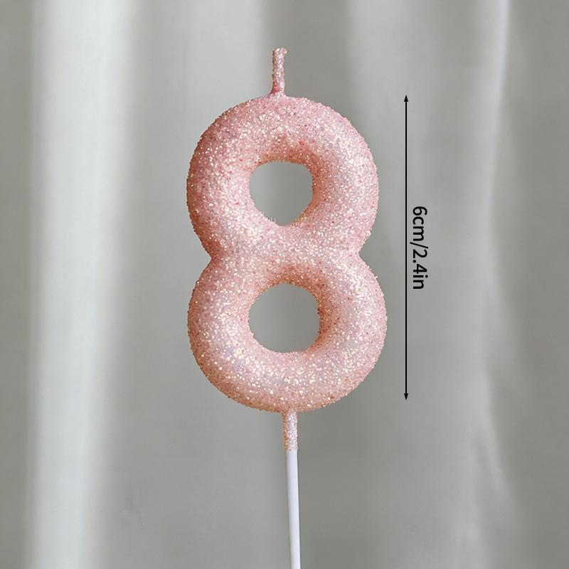 Pink Crown Candle Birthday 0-9 Number Cake Decoration Digital Candles Dessert Insert Decor Party Anniversary Day Cake Decor