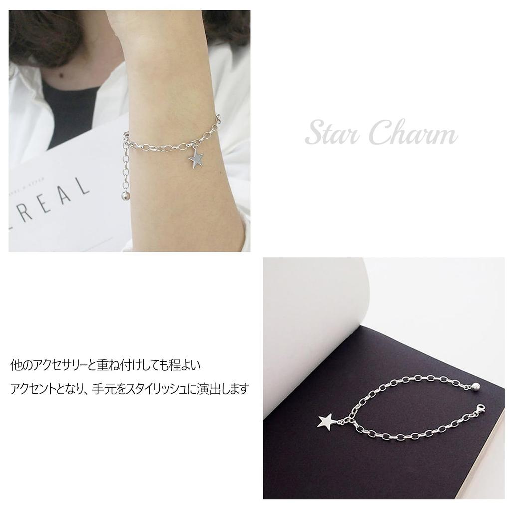 Genuine 925 silver chain bracelet with star and slim design with a Perfect for and cute Popular brand name jewelry and One size fits charm. Simple,