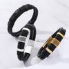 Bracciale Doppio Strato Lega Vintage Pelle di Mucca Bracciale Moda Uomo Pelle Fibbia Magnetica Bracciale