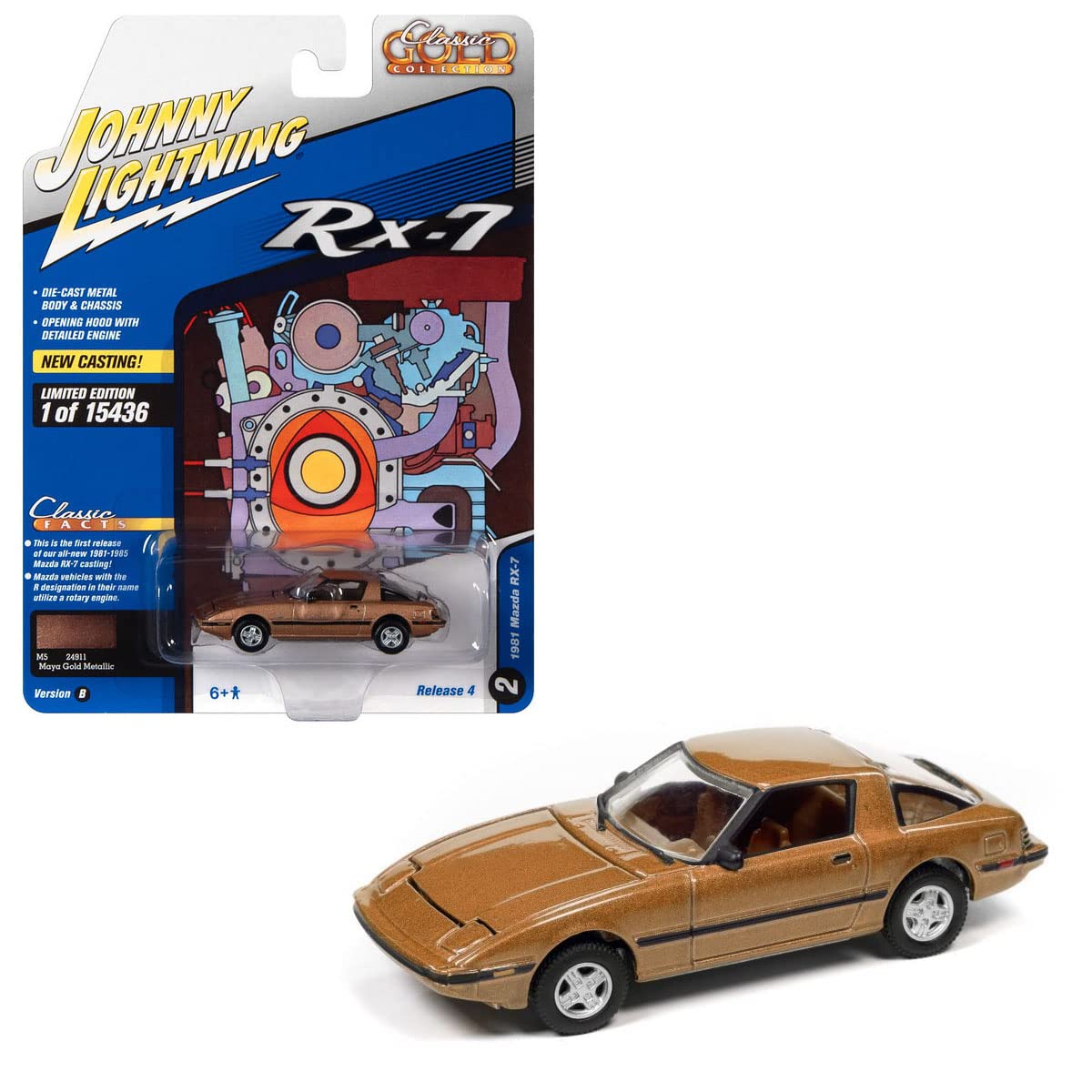 

Johnny Lightning Mazda 1981 Maya Gold Metallic Rotary MAZDA RX7 MAYA GOLD METALLIC JLSP191B 1/64 RX-7 [Б/У]
