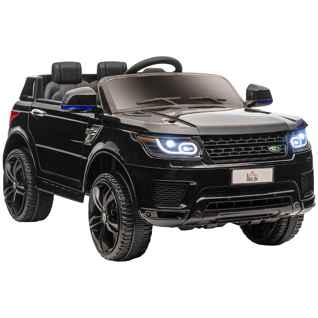 Elektrisches Kinderauto SUV, bis zu 5 km/h, mit Sicherheitsgurt, Fernbedienung, Scheinwerfern, Musikfunktion, Schwarz