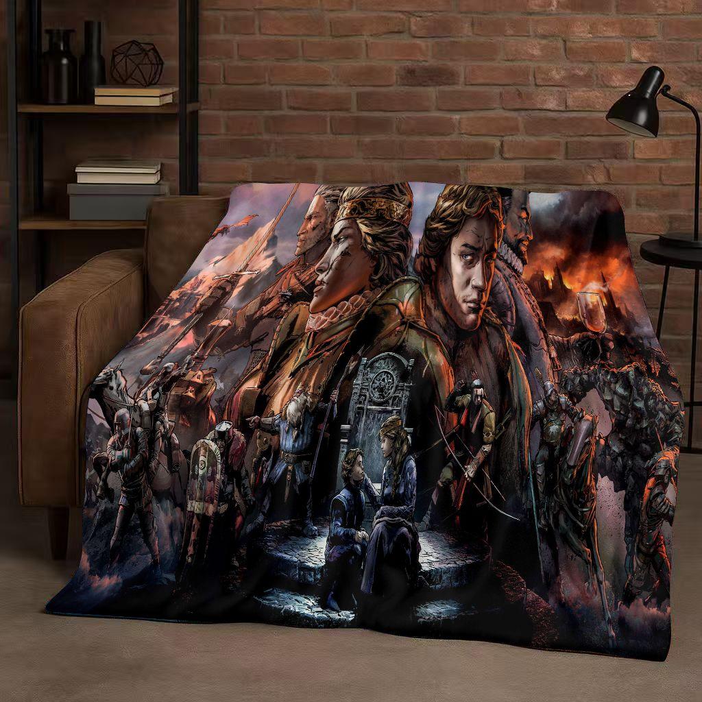 HD The W-Witcher Game Geralt Gamer Cartoon Flannel Blanket,Ultra Soft Plush Throw for Home Bedroom Bed Sofa Cover Kid Gift
