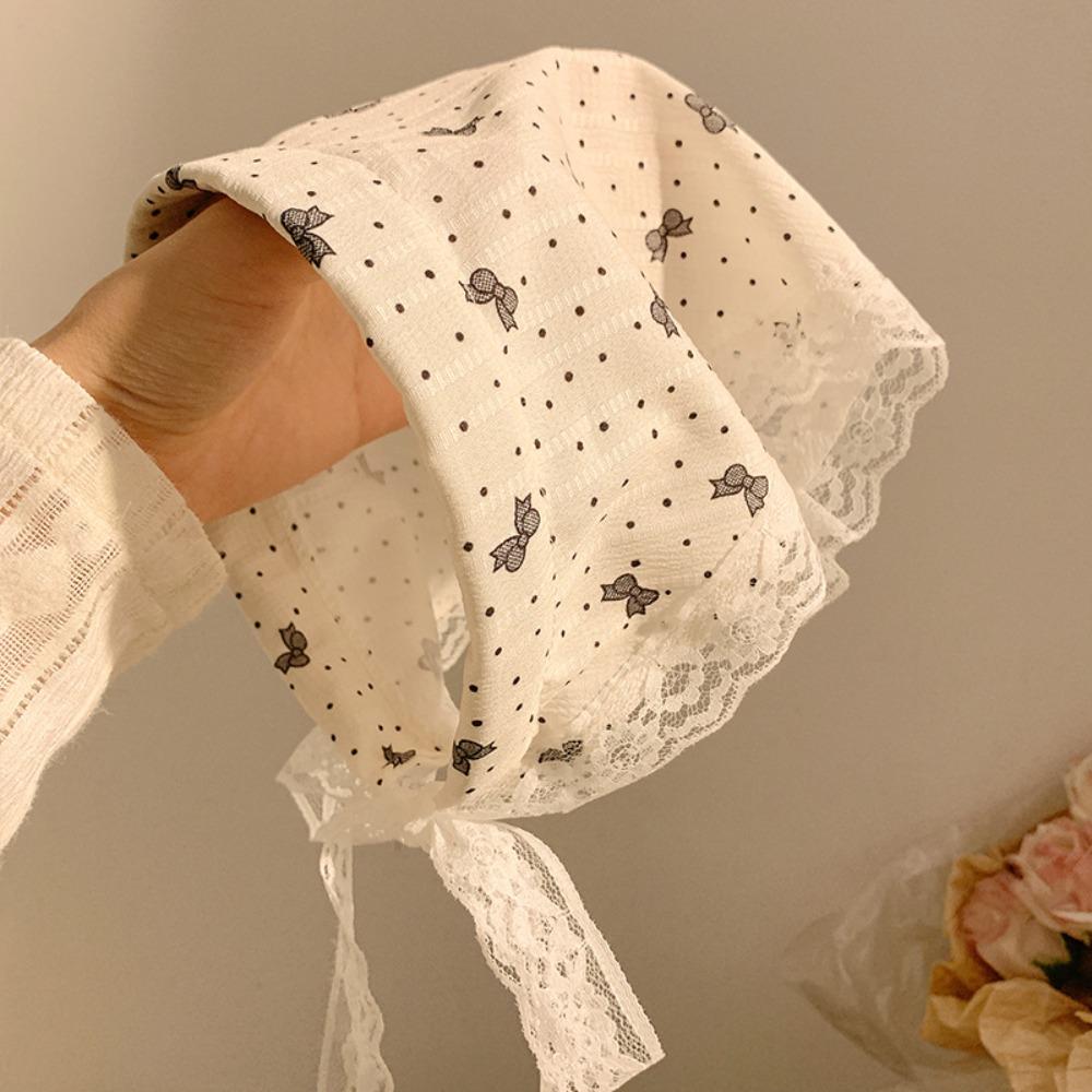 Elegant Floral Cotton Head Scarf Soft Wrap Printing Hair Scarf Vintage Lace Triangle Scarf  Beach