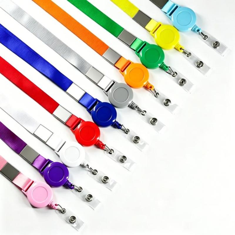 Retractable Lanyard With Badge Reel Neck Strap For Id Card Cellphone Hanging Key Employee'S Staff Work Card Rope Strap Fold