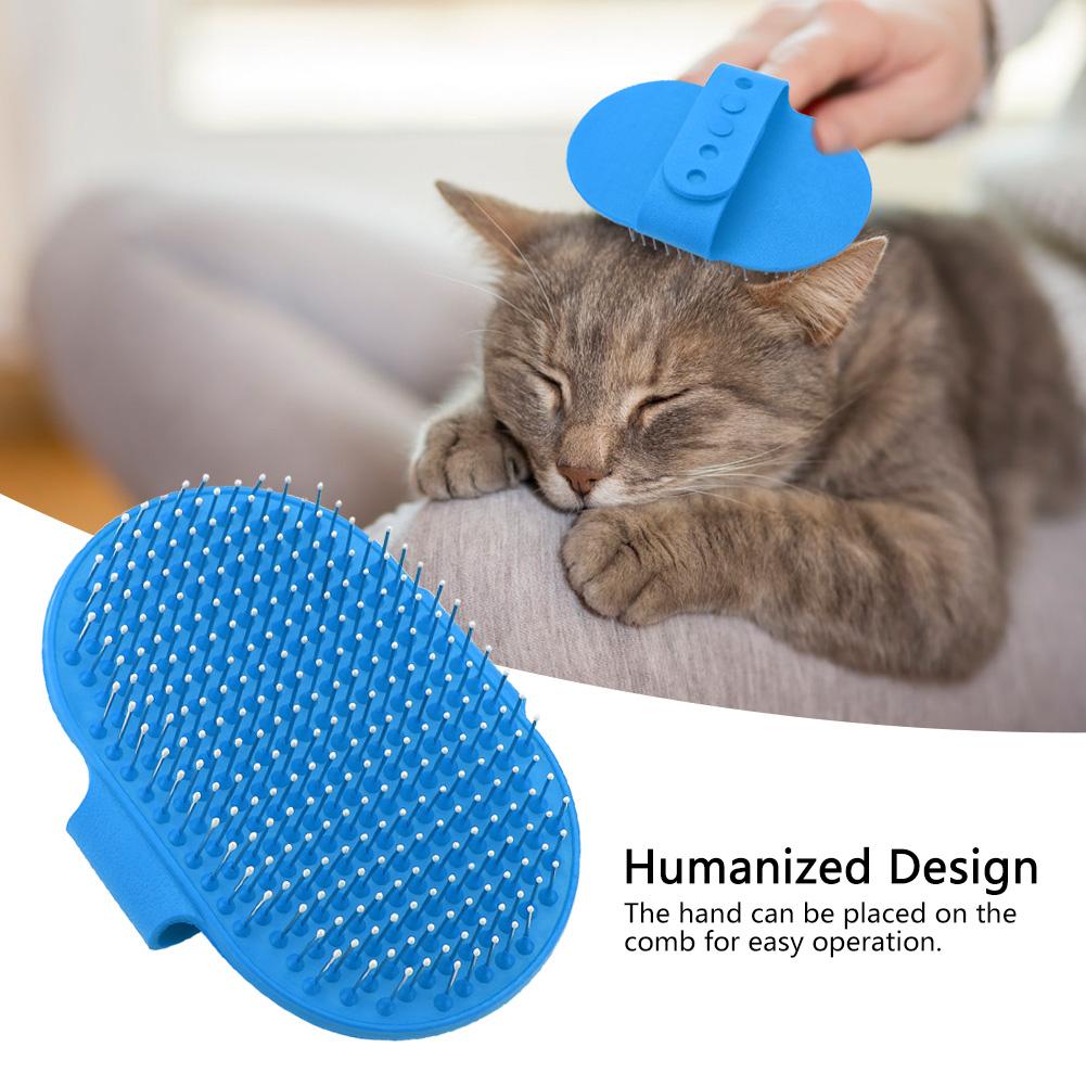 Round Silicone Pet Bathing Hair Grooming Clning Brush Dogs Cats Comb Supplies Blue